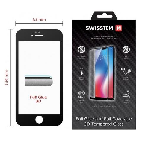 Swissten Ultra Durable 3D Full Glue Glass for iPhone 6/6S - Black (1 Stk., Apple iPhone 6, Apple iPhone 6s) (64701704)