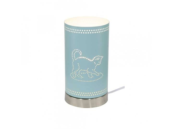 Lampe tactile motif chat en métal perforé
