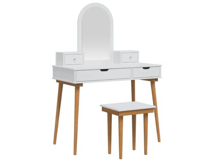Makastle Schminktisch-Set Weiß 100x50x143 cm mit Spiegel 4 Schubladen