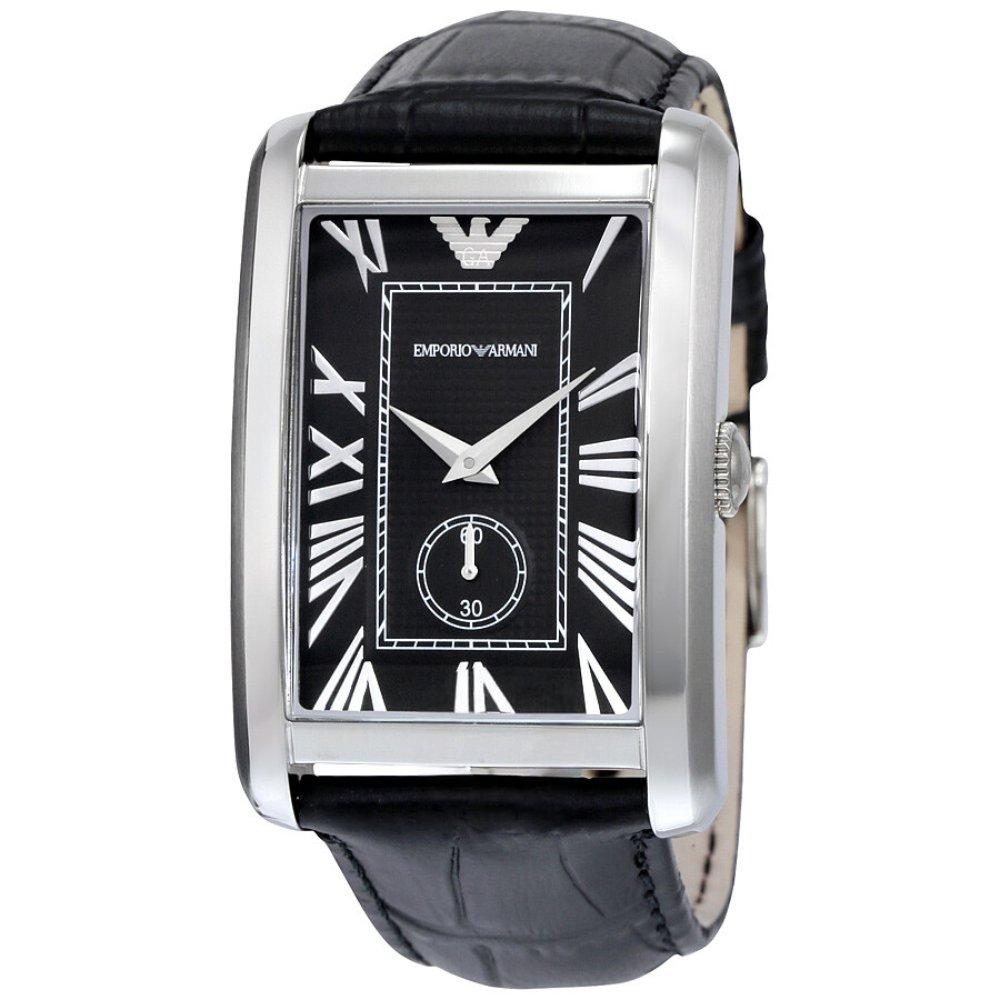 Emporio Armani AR1604 Rechteckig Schwarzes Zifferblatt Herrenuhr