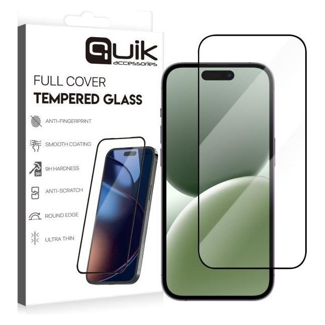 Quik Shade Quik Accessories Full Cover Tempered Glass for Apple iPhone 16 Pro (1 Stk., Apple iPhone 16 Pro) (QK-TG-IPH-16-PR)