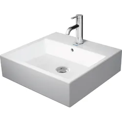 Duravit Vero Air Aufsatzbecken 50x47cm, mit Überlauf, mit Hahnlochbank, 1 Hahnloch, geschliffen, glasierte Rückwand, 2352500000, Farbe: Weiß