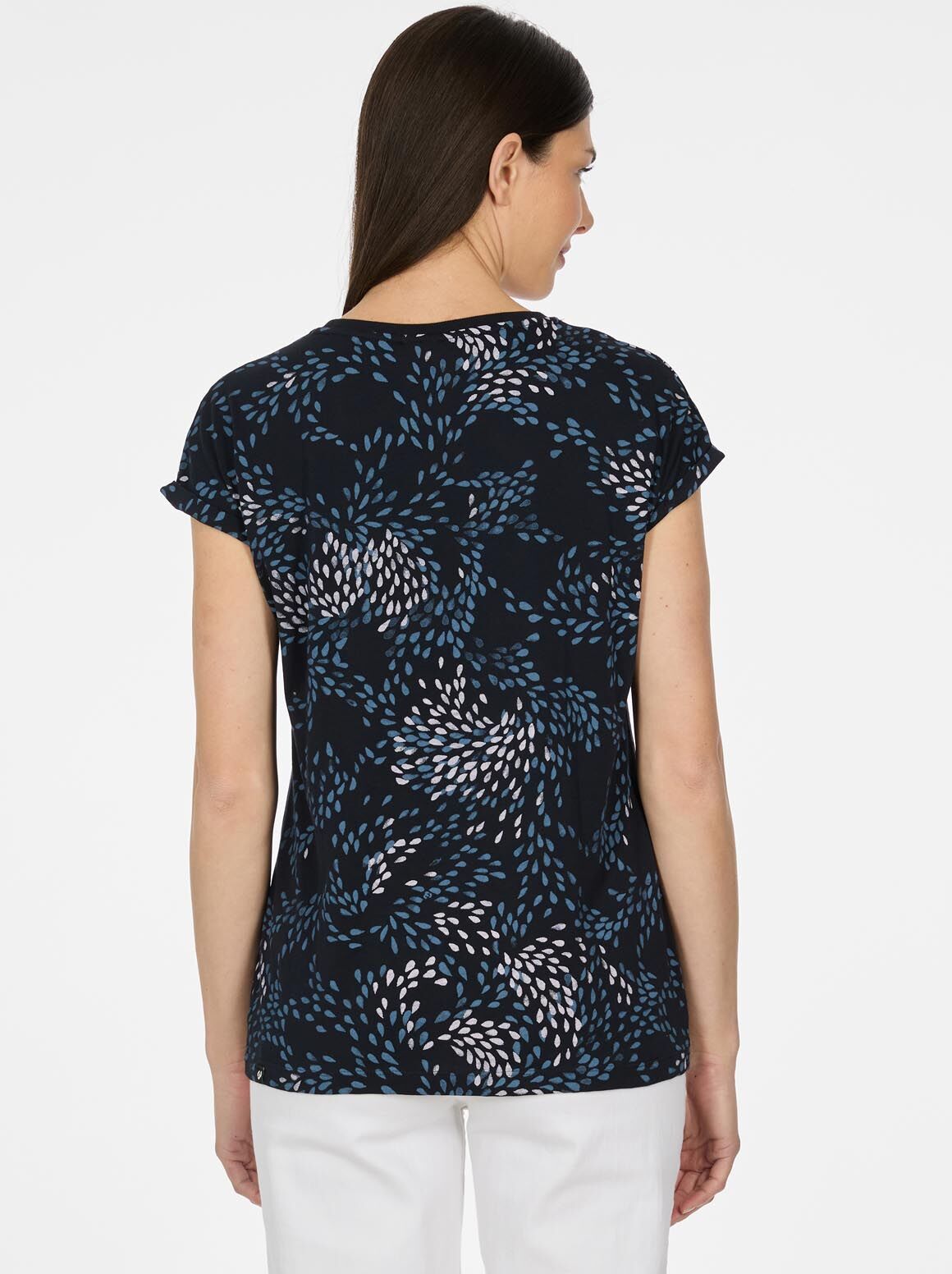 Kurzarmshirt RAGWEAR "DIONA PRINT", Damen, Gr. XXL, navy, Jersey, Obermaterial: 50% Baumwolle, 50% Modal, bedruckt, normal, Rundhals, Shirts Kurzarmshirt, T-Shirt mit buntem Allover-Print navy XXL