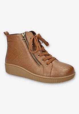 Women's Hollyann Slip-Resistant Ankle Boot by Easy Works in Tan Burnished (Size 11 M)