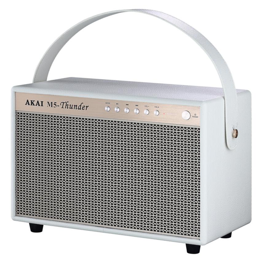 INNE Akai M5-Thunder Weisser Tragbarer Bluetooth-Lautsprecher Im Retro-Stil (12 h) (M5THUNDERWH)