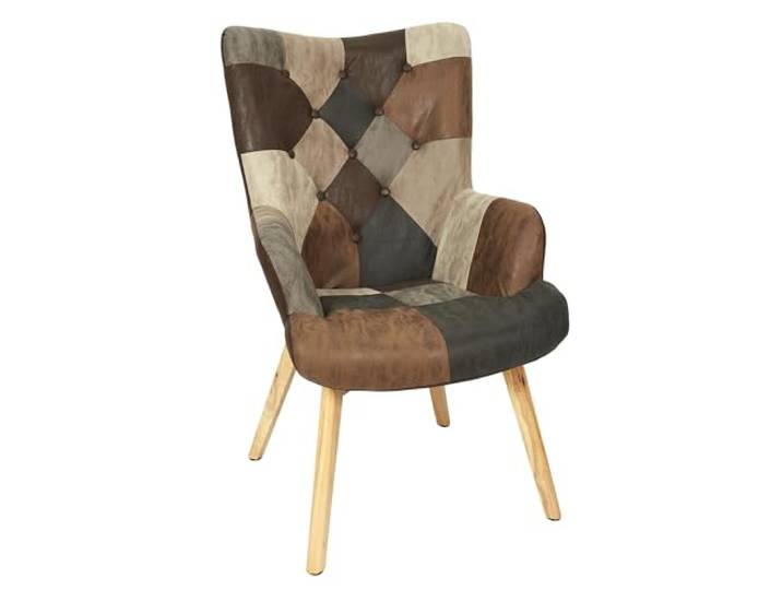 HOME DECO FACTORY, HD7664, Helsinki Patchwork Pu Sessel, Patchwork, Möbel, Sitz, Sofa und Sessel, 65x100x74 cm, Sitzhöhe 40 cm, Braun