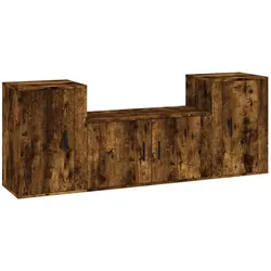 vidaXL 3-tlg. TV-Schrank-Set Räuchereiche Holzwerkstoff