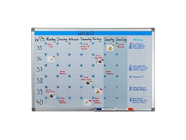 Relaxdays Tableau\, Organiseur hebdomadaire\, effaçable\, magnétique\, Panneau d’Organisation\, aimanté\, 60 x 90 cm\, Blanc
