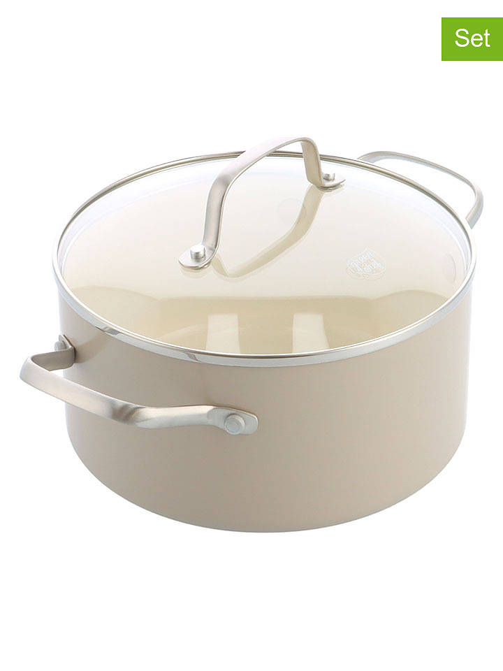 Green Chef 2tlg. Set: Kochtopf "Nordics" in Taupe - Ø 18 cm - onesize