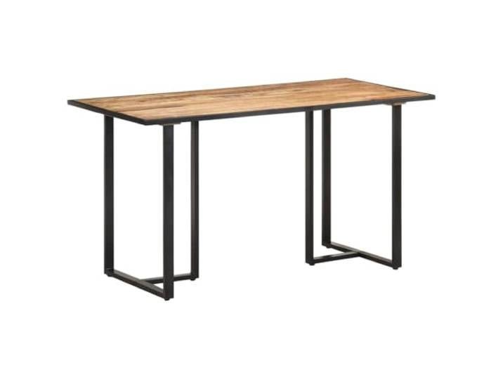 HEFZGDB Industrieller Esstisch aus massivem Mangoholz 140 cm mit pulverbeschichteten Eisenbeinen für Stabilität und Langlebigkeit, rustikale Holzmaserung und Robustes Design