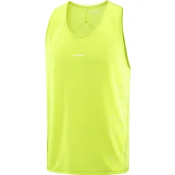 Salomon Herrenlaufshirt Sense Aero Singlet, leichtes Running Singlet für schnelle Läufe und hohe Atmungsaktivität, butterfly - neongrün / XL