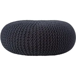 STRICK-POUF schwarz, Bodenkissen rund 70/70/23 cm