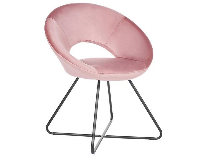 Beliani Sessel Samtstoff Rosa Rachel, Pink, Metall, 65x77x57 cm, Wohnzimmer, Sessel, Polstersessel