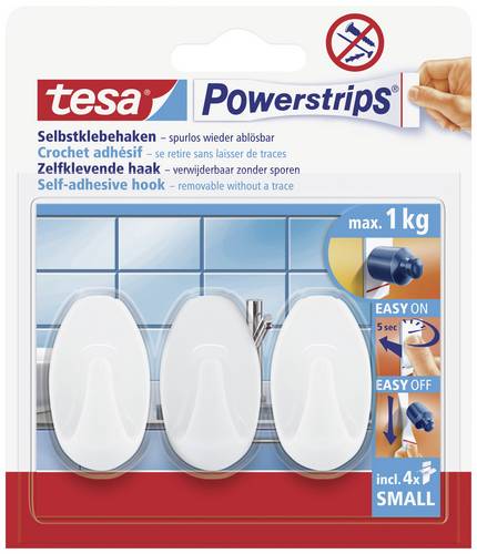 TESA POWERSTRIPS Klebehaken Oval Weiß Inhalt: 3St.