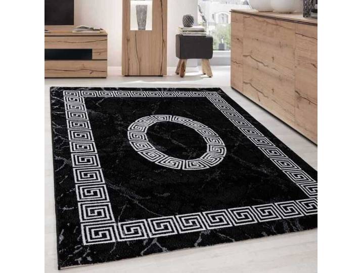 TapisTrend Tapis design Noir-Blanc 200 x 290 cm Moderne Bordure Ornement De Marbre Optique