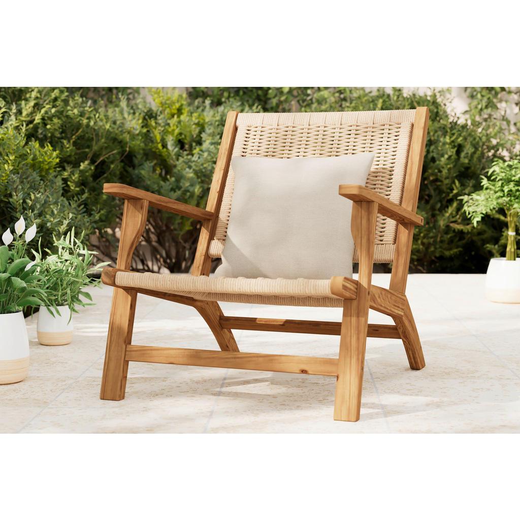 Ambia Garden Gartensessel , Akaziefarben, Beige , Holz, Kunststoff , Akazie , 66x76x80 cm , Gartenmöbel, Gartenstühle, Gartensessel