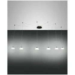 Fabas Luce Arabella Pendelleuchte inkl. Smartluce LED 6x8W Metall und geblasenes Glas Weiss