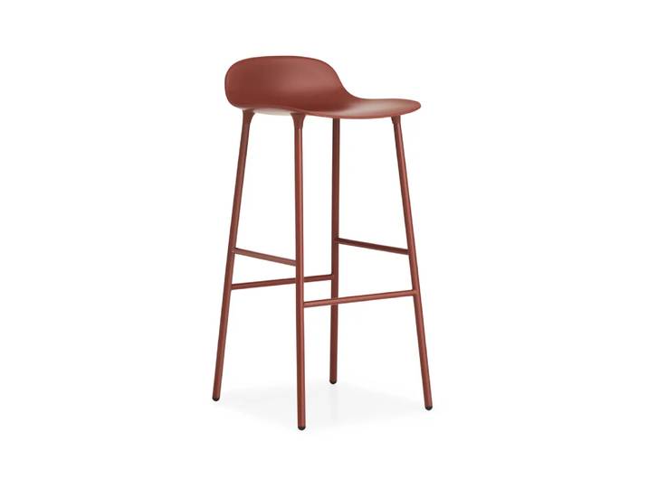 Normann Copenhagen Form Barstuhl hoch Red, Rot lackierte Stahlbeine