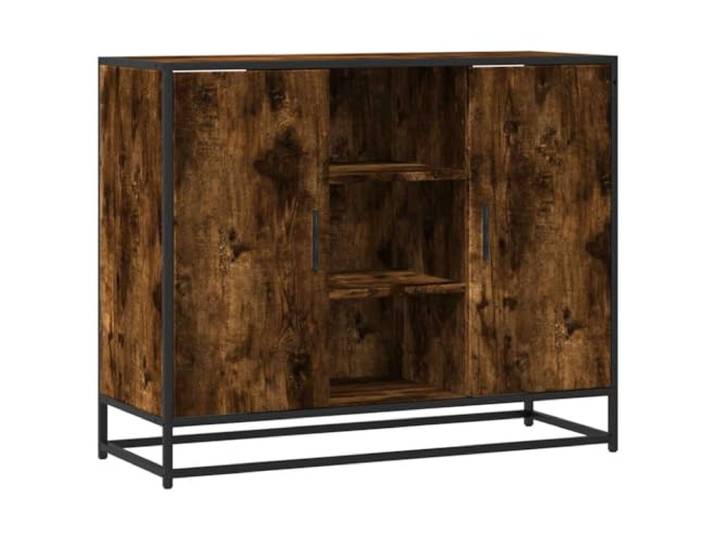 KGHFDVB Sideboard Räuchereiche 92x35x76 cm Holzwerkstoff Mit Metallgestell, Viel Stauraum, Ergonomische Griffe, Für Flur Küche Büro