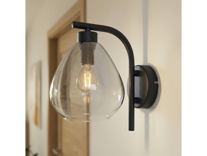 Pendura Applique Murale Ø15 Noir/Fumé Gris - Lindby - Salle à manger - Moderne - Verre - À ampoule unique
