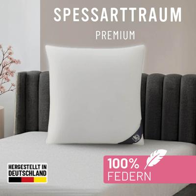 Gänsefederkopfkissen SPESSARTTRAUM "Premium, Kopfkissen 2-tlg. 40x80 oder 80x80 cm", weiß, B:80cm L:80cm, Bezug: 100% Baumwolle. Füllung: 100% Gänsefeder, Kopfkissen, Seitenschläfer & Rückenschläfer, Hergestellt in Deutschland