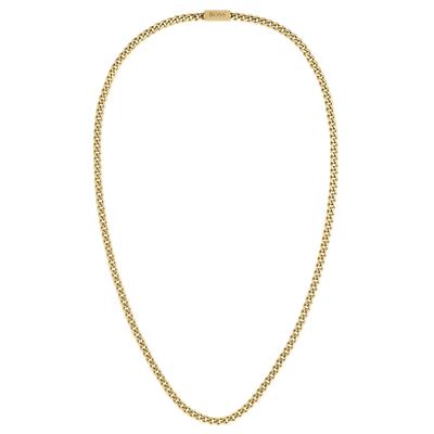 Kette ohne Anhänger BOSS "Schmuck Edelstahl Halsschmuck Panzerkette CHAIN FOR HIM", gold (gelbgoldfarben), Halsketten, Herren, Edelstahl, L: 60 B: 5mm, Panzerkette, B:5mm
