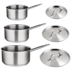 Vogue Kochen Wie Die Profis Set Von 3X Stieltöpfen Aus Edelstahl