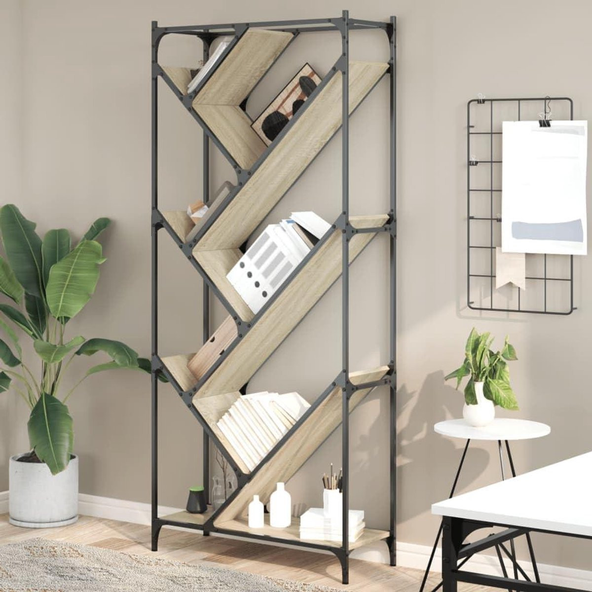 Boomvormige Boekenkast Sonoma Eiken - Opbergrek voor Woonkamer en Kantoor - Hoogte: 180 cm
