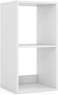 Costway 2 Cube Bookshelf with Back Guardrail for Living Room Bedroom-White