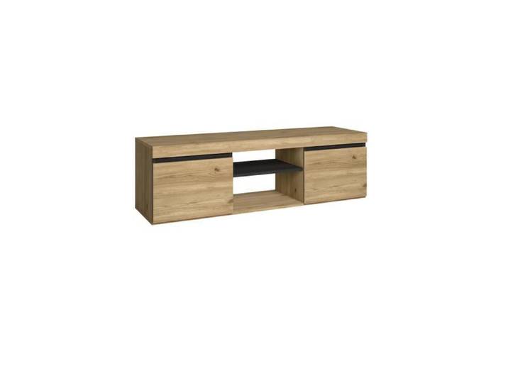 Meuble TV mod.NATURALE couleur Chêne/Noir 2 portes et 2 logements 140x40x41cm RF890