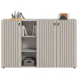 Sideboard Kommode Geriffelte Front Helles Grau