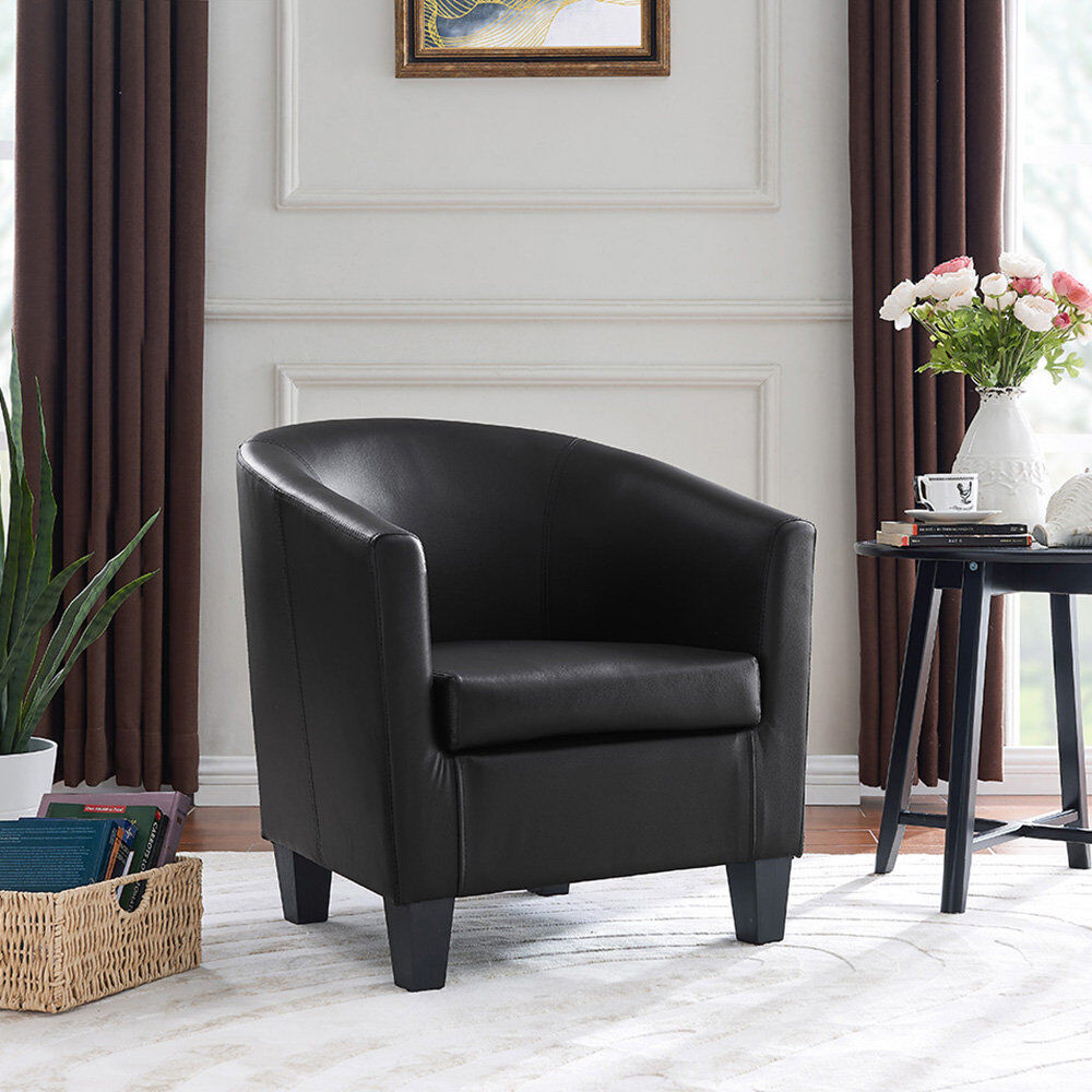 Fairmont Park Alamdaar Faux Leather Barrel Chair Black 69cm H X 66cm W X 64cm D