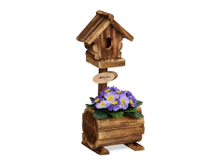 Relaxdays Deko Vogelhaus mit Blumentopf