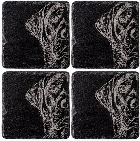 Selbrae House Just Slate Company Set of 4 Labrador Slate Coasters