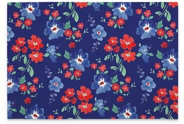 First Dawn Freedom Flowers 4-Pack Poly-Cotton Blend Placemats Manufactured in The USA Machine Washable Dryer Safe