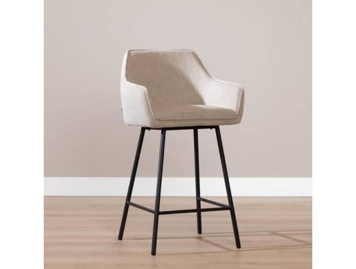 Livin24 Tabouret de bar Ciara tissu lin taupe 65 70 et 78 cm