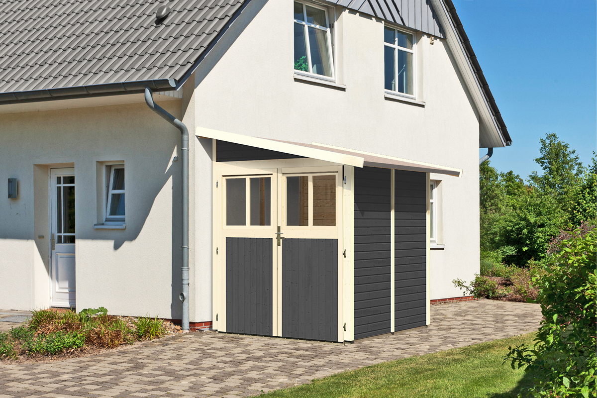 Karibu Gartenhaus Gerätehaus Wandlitz 2 terragrau 181x181x230 cm