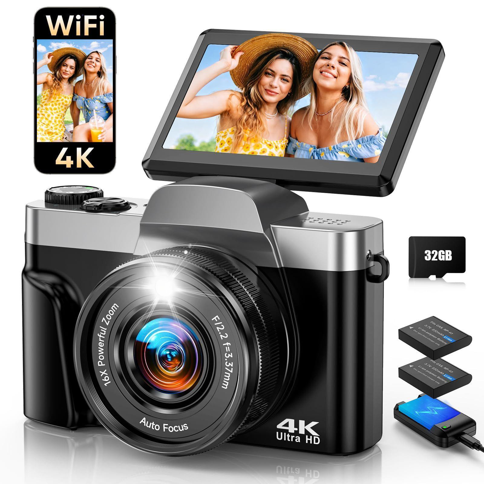 Selius 4K digitale camera met wifi en 64MP