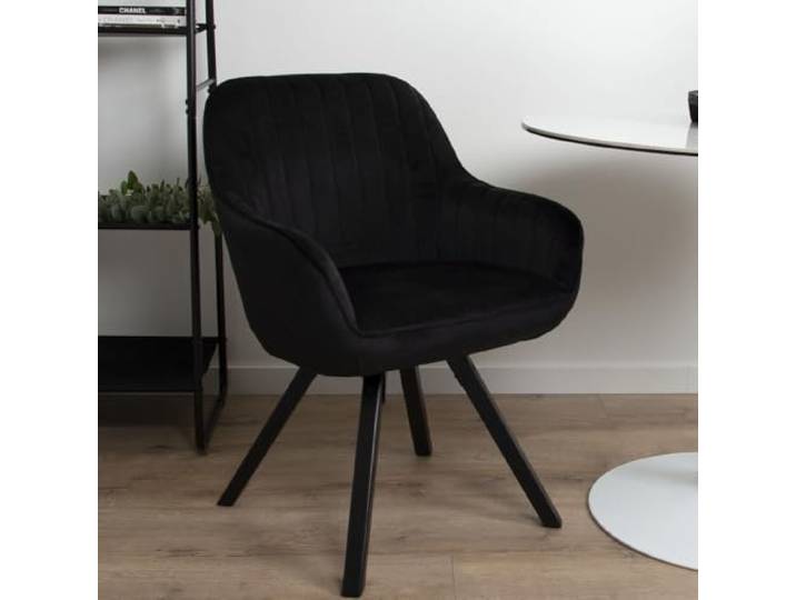 Milton & Oldbrook Samt Esszimmerstuhl Madrid drehbar schwarz