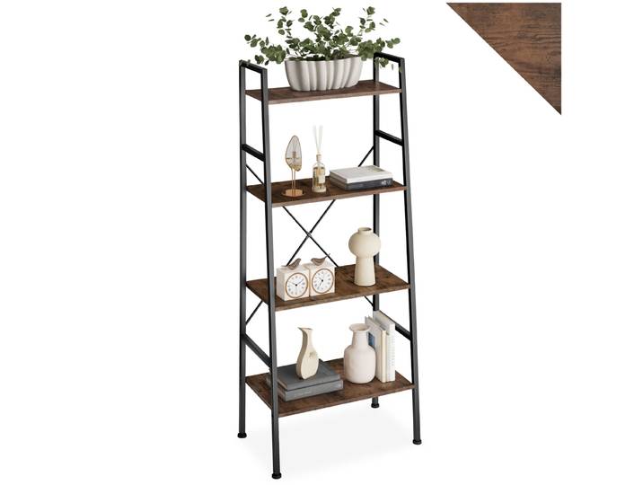 Etagère échelle LIVERPOOL style industriel 61,5 x 36,5 x 150 cm - Bois foncé industriel, rustique