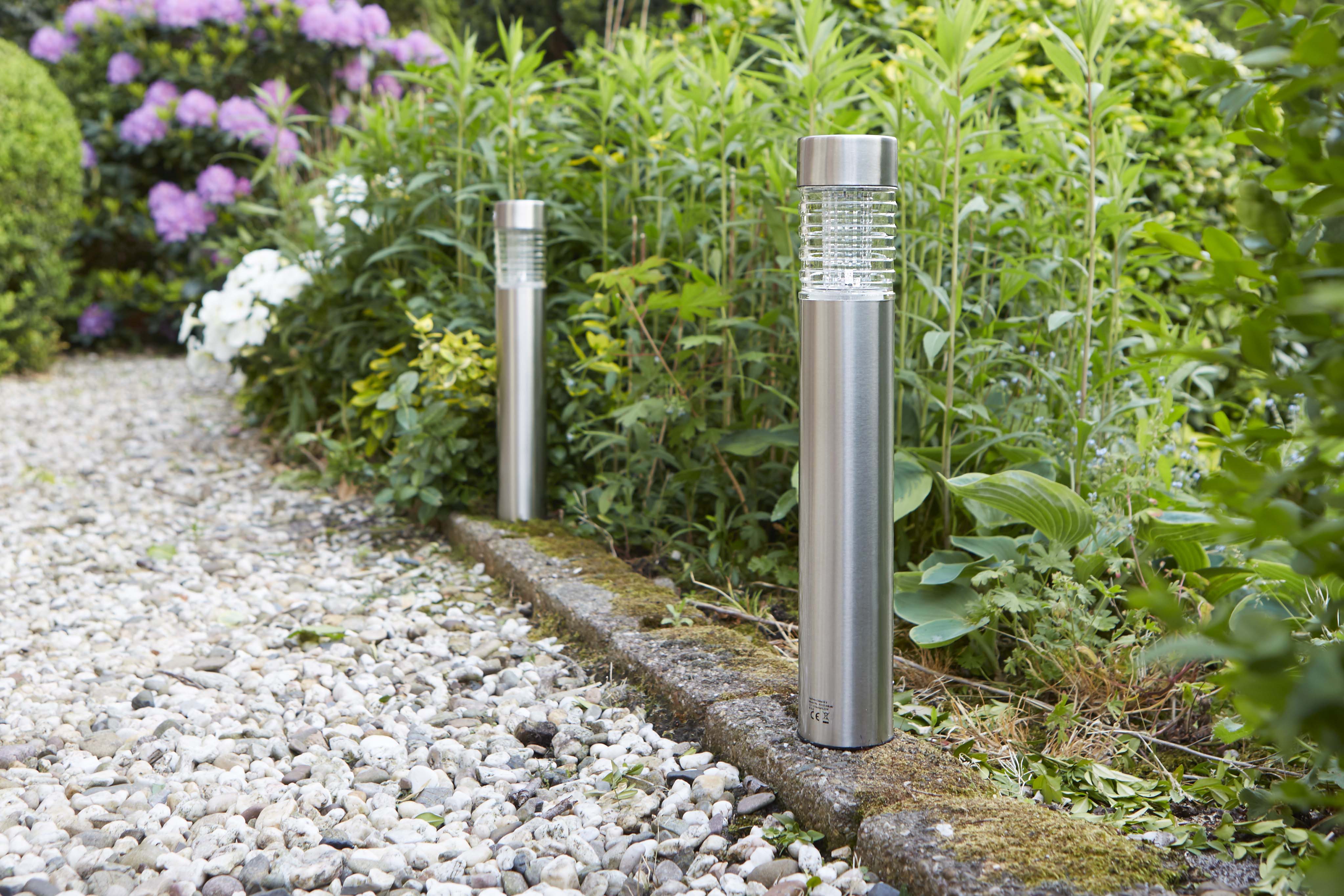 Gartenleuchte LUXFORM "Solar-Gartenleuchten Tacoma 5 Lumen - 3 Stück", silber (stainless steel), 3 Stk., Leuchten, Gartenleuchte, Aus Edelstahl & Glas gefertigt stainless steel 3 Stk.