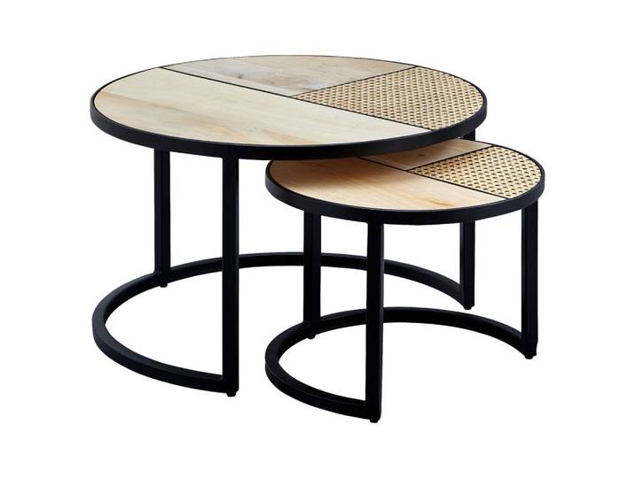 Couchtischset Wohnling 2er-Set Holz/Schwarz