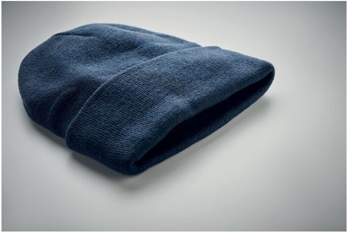 Bonnet personnalisé en polyester RPET extensible Polo bleu