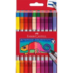 Faber-Castell Filzstifte 151119, Doppelfasermaler, 2 Strichbreiten 1mm & 3-5mm, auswaschbar, 20 Stück