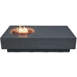 ELEMENTI Gas Feuertisch Metropolis Feuerstelle aus Beton - für Garten, Balkon and Terrasse, wetterbeständig, Dunkelgrau 142x81x35cm