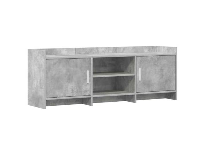 HGFDVCMR TV-Lowboard 130x33x47 cm Betongrau TV-Schrank Holzwerkstoff Stilvoller Fernsehschrank für das Wohnzimmer mit zwei Türen, Metallgriffen und zwei offenen Fächern in Betongrau.