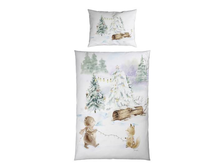 Patinio Babybettwäscheset, Braun, Weiss, Waldgrün, Textil, Bär, 100x135 cm, Gots, Bsci, DIN EN ISO 50001, DIN EN ISO 9001, Oeko-Tex® Standard 100, Organic Content Standard (Ocs) 100, Oeko-Tex® Made IN Green, pflegeleicht, atmungsaktiv, hautfreundlich, samtiger Griff, Schlafen, Babybettausstattung, Babybettwäsche