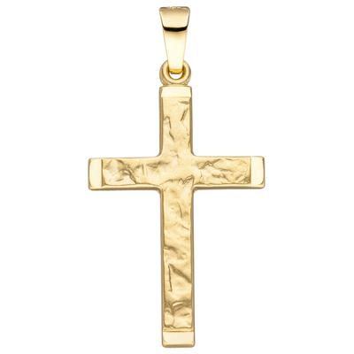 Kreuzanhänger JOBO "Anhänger Kreuz", gelb (gelbgold 585), Schmuckanhänger, Damen, Gelbgold 585, 585 Gold