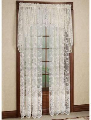 H.c. International, Inc. Floral Vine Lace Tailored Panel, 60 x 63, Pearl