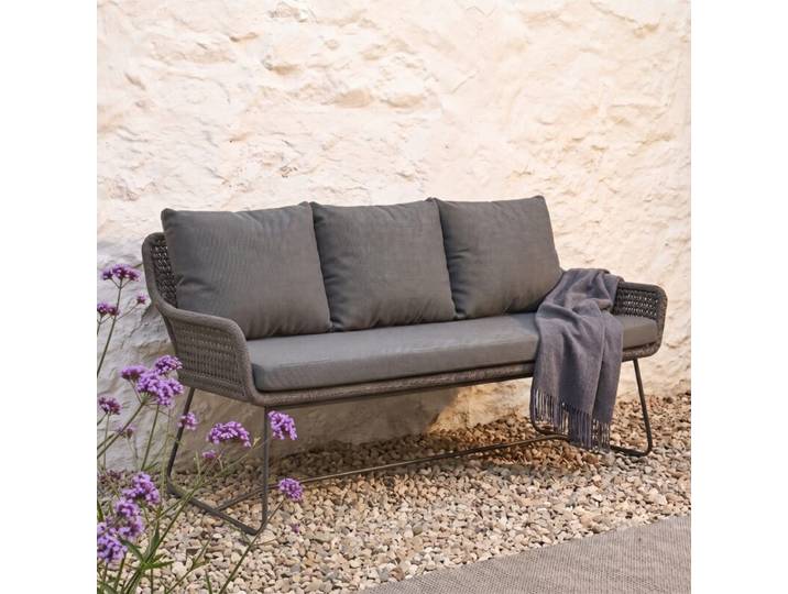 CASA DOMA Ribera Diningbank L-Form, Edelstahl-Kufen - Rope anthrazit – Raute Modern Country